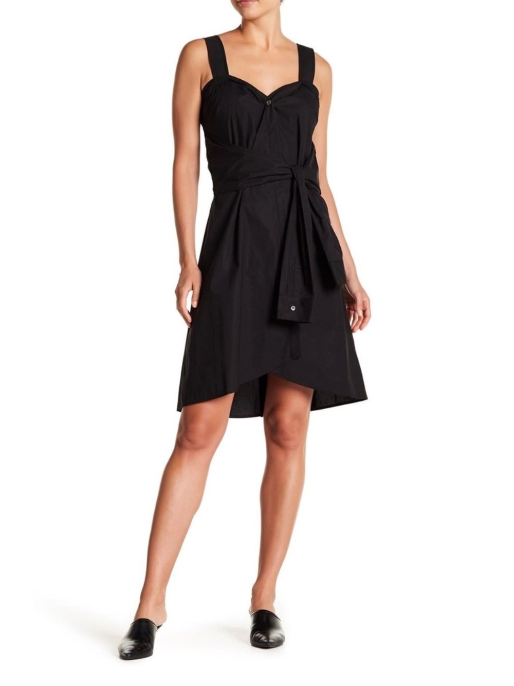 Derek Lam Black Sleeveless Wrap-Front Midi Dress